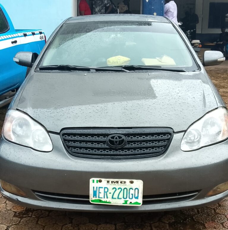 FRSC Anambra Recovers Suspected Stolen Toyota Corolla, Arrests Two Suspects
